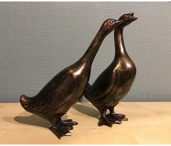 L' Art Bronze Geese couple of bronze