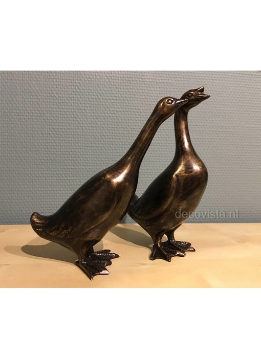 L' Art Bronze Geese couple of bronze