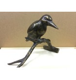 L' Art Bronze Bronze Eisvogel auf Zweig , braune patiniert