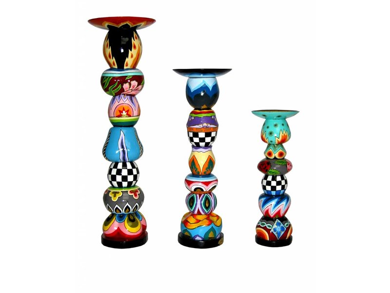 Toms Drag Artistic, wooden candlestick with round shapes