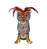 Toms Drag Figurilla de búho con plumas rojas,