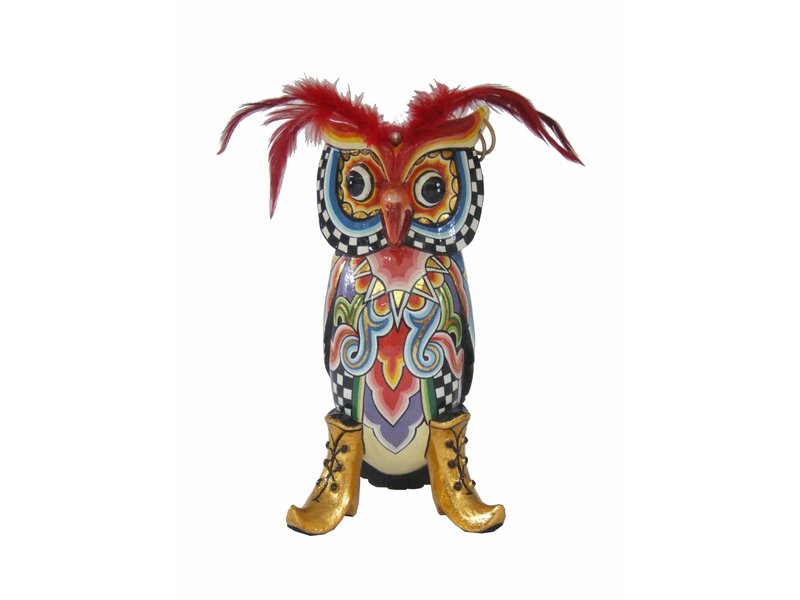 Toms Drag Owl with red feathery crest Hugo - M