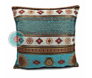 BoHo Funda de cojín bohemio Azteca Turquesa - 45 x 45 cm