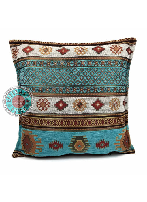 BoHo Böhmisches Zierkissenbezug Aztec Turquoise - 45 x 45 cm