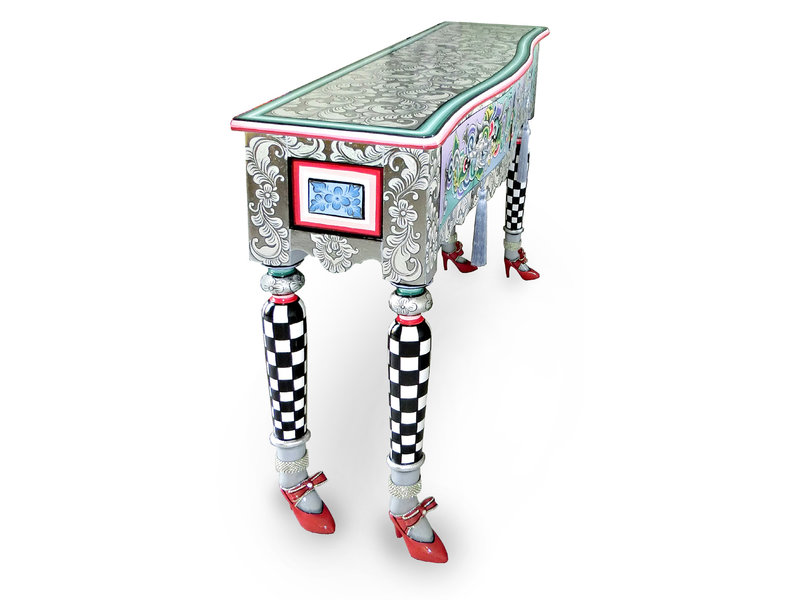 Toms Drag Tafel of kast Versailles, met twee laden,  wandkast of haltafel - Silver Line