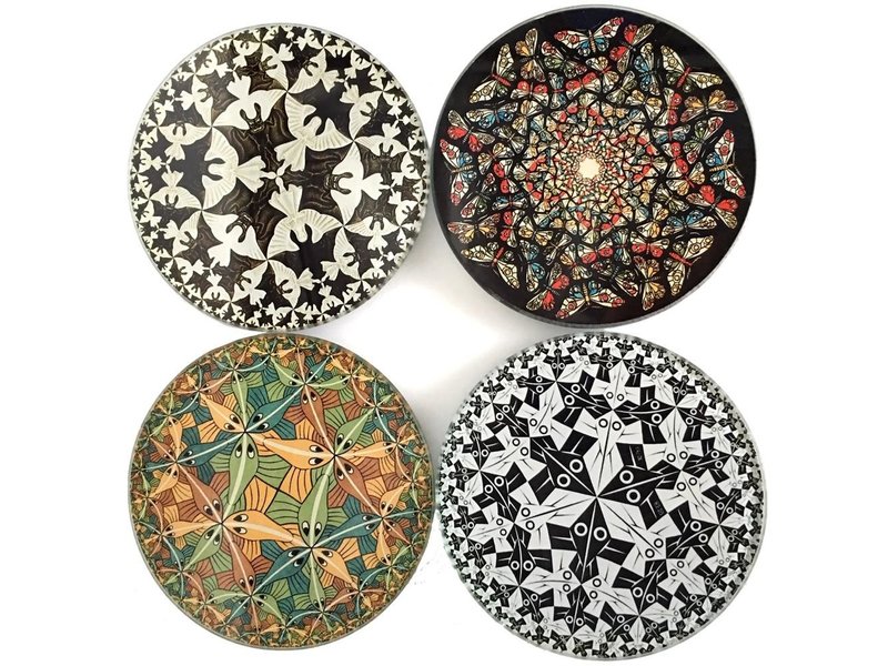 Mouseion Set of four coasters in holder of M.C. Escher