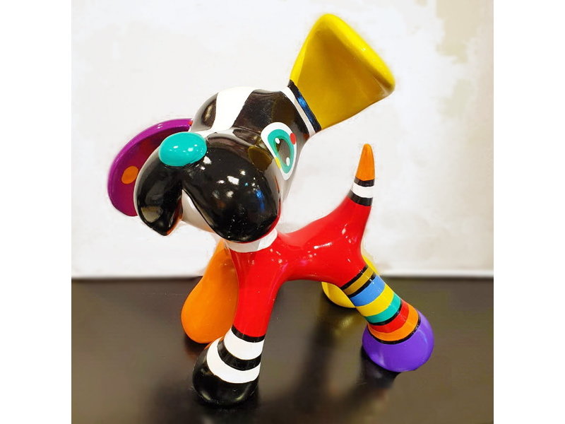 Jacky Art Perro Stanley, alegre estatua de animal de colores