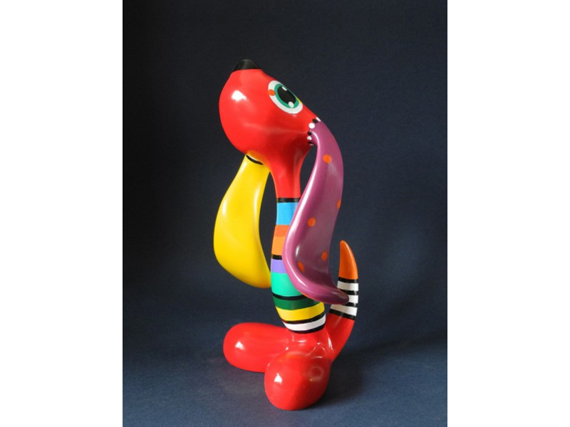 Jacky Art Dog Rix, brightly coloured animal figurine