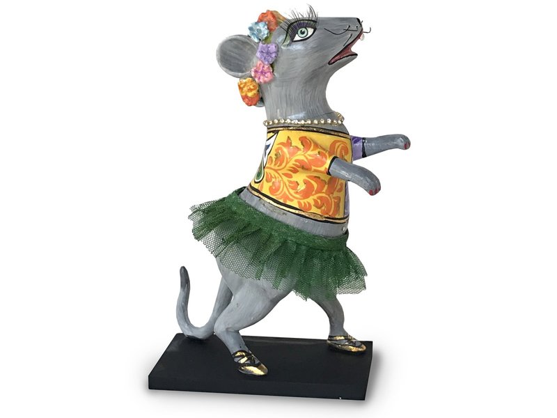 Toms Drag Dance mouse with green tutu, figurine mouse Lizzy