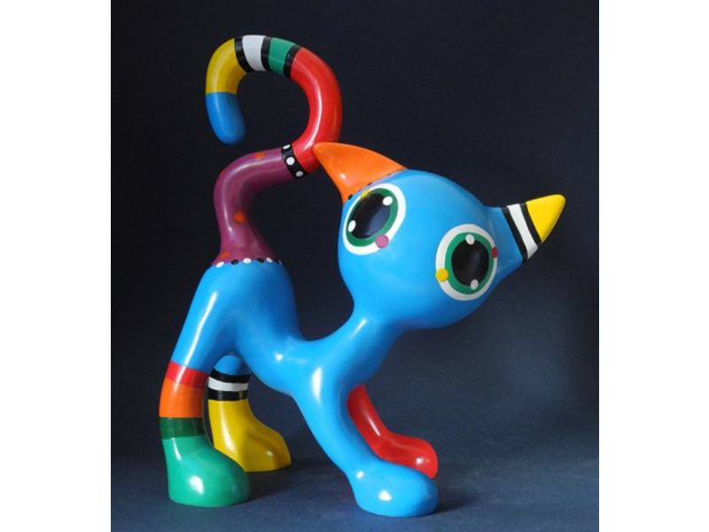 Jacky Art Cat Django, brightly coloured animal figurine