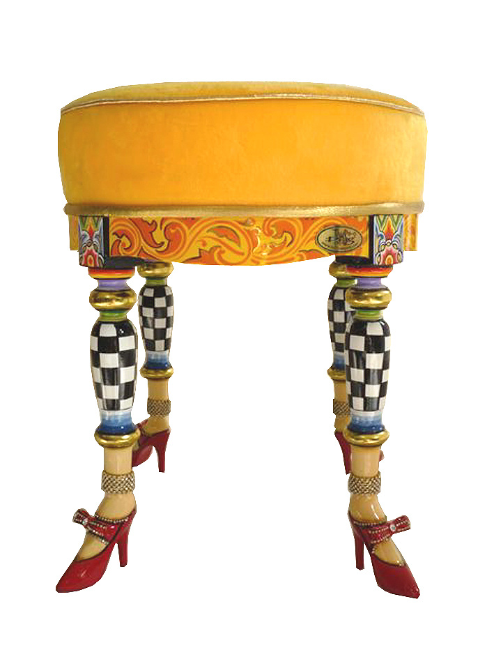 Vervallen Ploeg mode Krukje met goudgeel kussen uit de Toms Drags Versailles collectie -  DecoVista - kleurrijke meubelen, wanddecoraties en glasobjecten