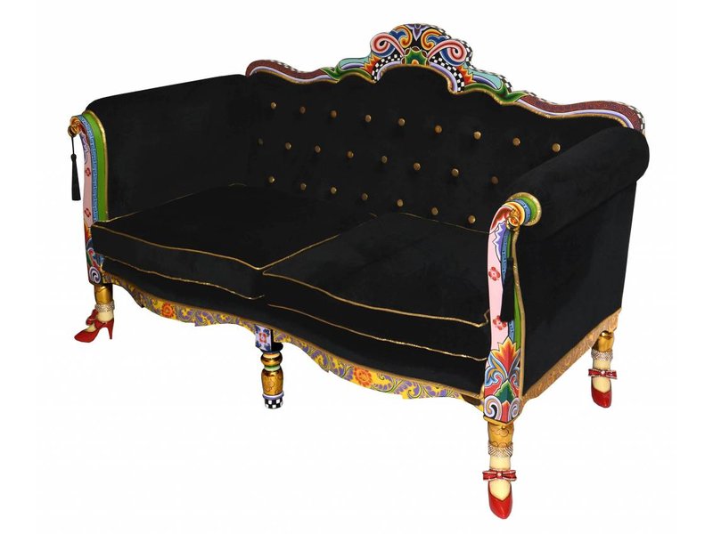 Sofa bank, zwart - - kleurrijke meubelen, wanddecoraties en glasobjecten