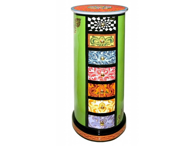 Cylindrische of ronde ladenkast van Toms - DecoVista - kleurrijke wanddecoraties en glasobjecten