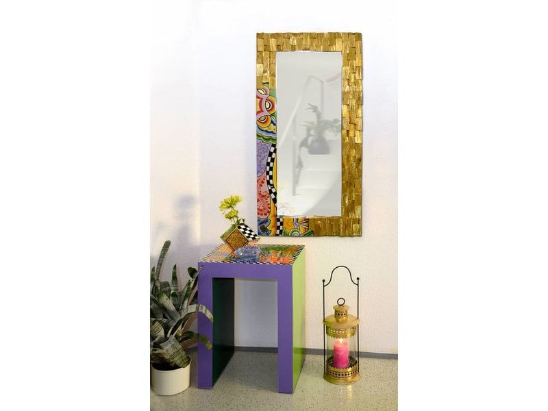 Spiegel, rechthoekig Golden Wood, L - DecoVista - kleurrijke meubelen,  wanddecoraties en glasobjecten