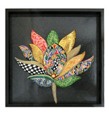 Toms Drag Embossed Lotus wall decoration in black frame