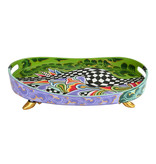 Toms Drag Colorful oval tray on golden feet - S