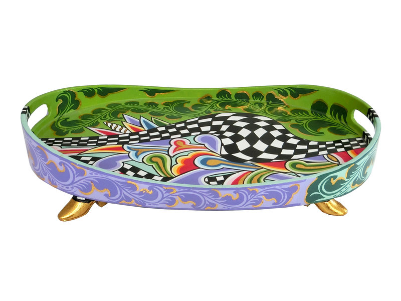 Toms Drag Colorful oval tray on golden feet - S