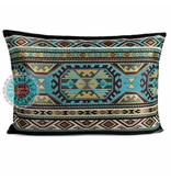 BoHo Bohemian cushion cover Maya Turqoise  made of turquoise furniture fabric - 50 x 70