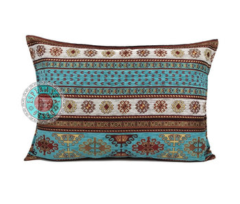 BoHo Almohada ornamental bohemia  Peru Turqoise-white - 50 x 70 cm