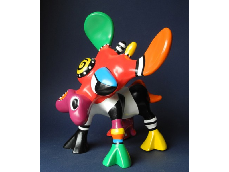 Jacky Art Cow Bea, brightly coloured animal figurine by Jacky Zeegers