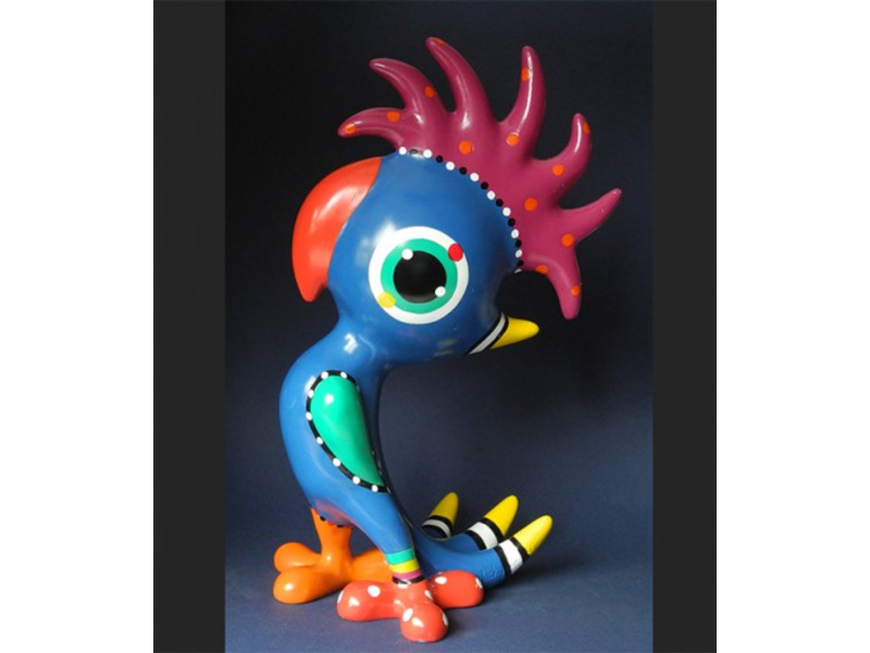 Jacky Art Cheerful colored parrot, art object by Jacky Zeegers