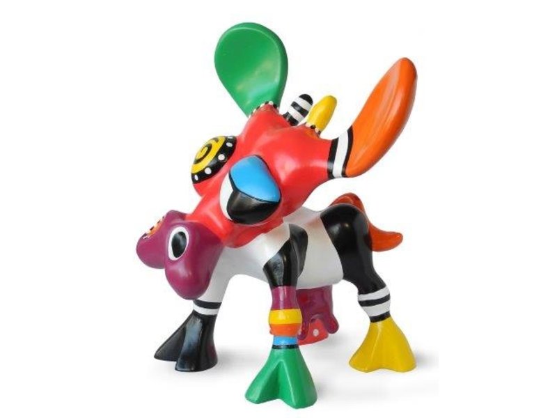 Jacky Art Cow Bea, brightly coloured animal figurine by Jacky Zeegers