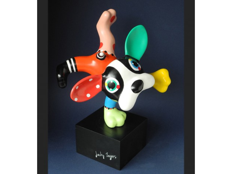 Jacky Art Hund Boris, farbenfrohe Pop-Art Tierstatue Jacky Zeegers