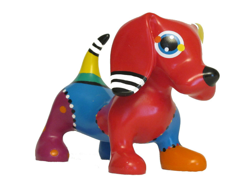 Jacky Art Jonno, perro salchicha ,alegre estatua de animal de colores