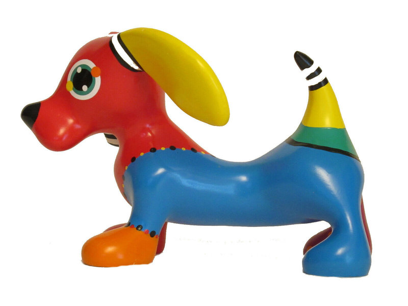 Jacky Art Jonno, perro salchicha ,alegre estatua de animal de colores