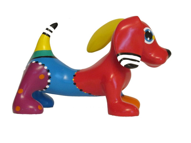 Jacky Art Dog Jonno, dachshund, brightly coloured animal figurine