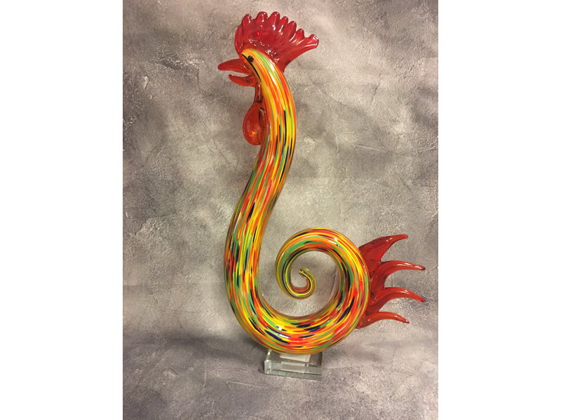 Glass sculpture Red rooster