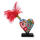 Heart with red feather - M
