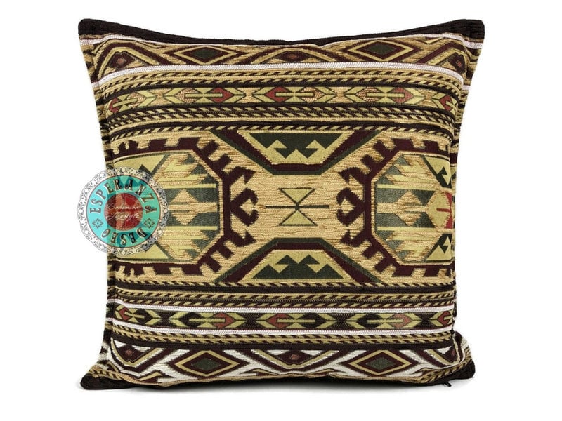 BoHo Ornamental cushion Maya in ochre, yellow and brown 45 x 45 cm