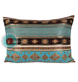 BoHo Decorative cushion  coverLittle Peru Turqoise  made of turquoise furniture fabric - 50 x 70 cm