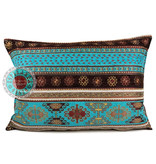 BoHo Decorative cushion cover Peru Turqoise  made of turquoise furniture fabric - 50 x 70 cm