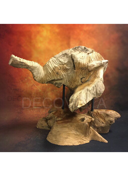 Sculpture wooden elephant - teak