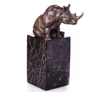 Bronzen neushoorn - zittend