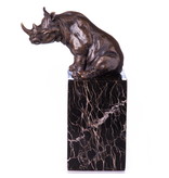 Rhinoceros figurine of bronze on marble base