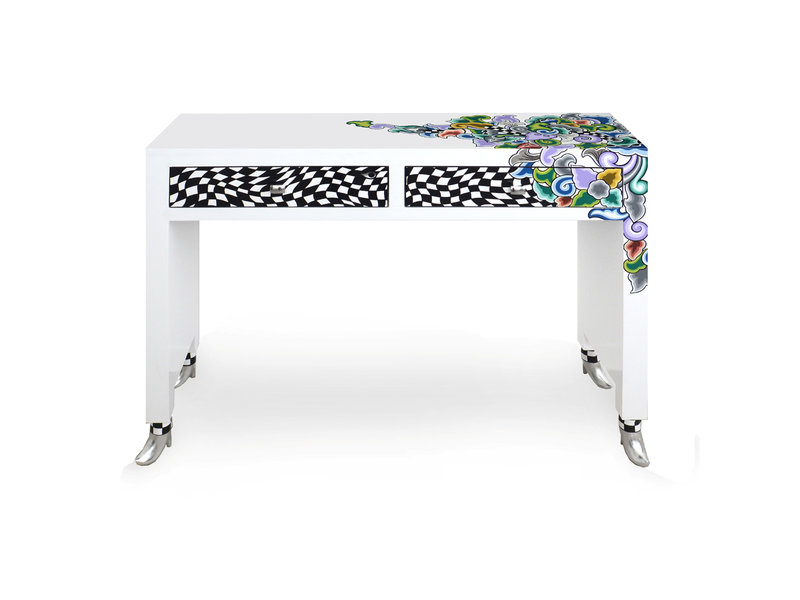 Toms Drag Tafel bijzettafel, make-up tafel -  kaptafel -  bureau - Silver Line