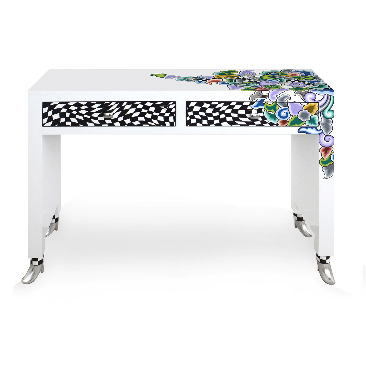 genezen Mening elektrode Witte tafel of bureau, een moderne Toms Drag eye-catcher - DecoVista -  kleurrijke meubelen, wanddecoraties en glasobjecten