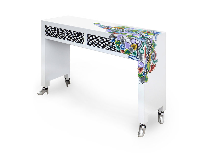 Toms Drag Table, desk, make-up table, white Silver Line