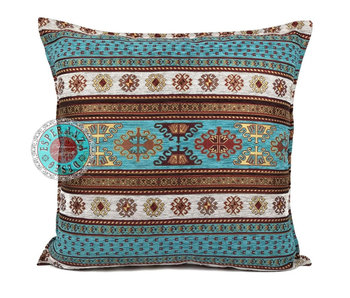 BoHo Cushion  cover Peru Turqoise White - 45 x 45 cm