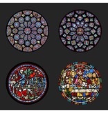 Mouseion Coaster set  The Notre Dame in Chartres  - stained glass windows in metal holder