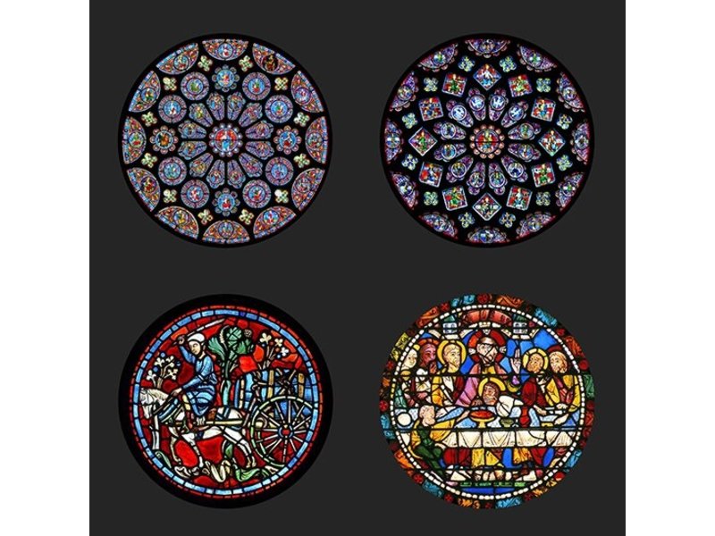 Mouseion Coaster set  The Notre Dame in Chartres  - stained glass windows in metal holder