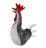 Rooster or cock of glass, black & white