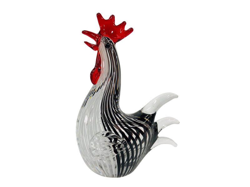 Rooster or cock of glass, black & white
