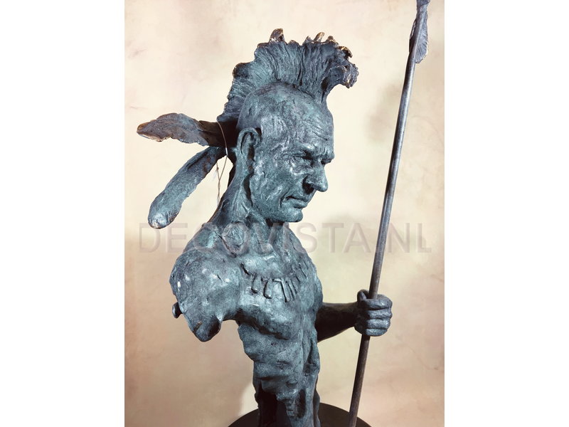 Bust Mohican warrior on marble pedestal