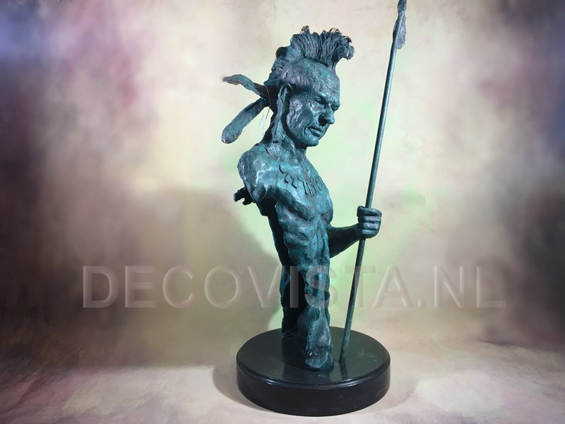 Bust Mohican warrior on marble pedestal