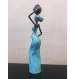 African Art Bronzen beeld zwangere Afrikaanse vrouw -  Burkina Faso