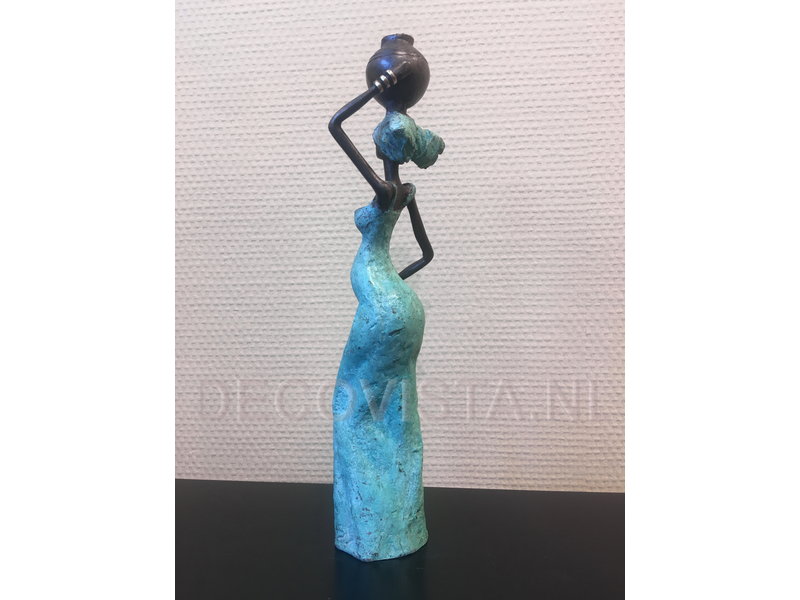 African Art Bronzestatue einer afrikanischen Frau -  Burkina Faso